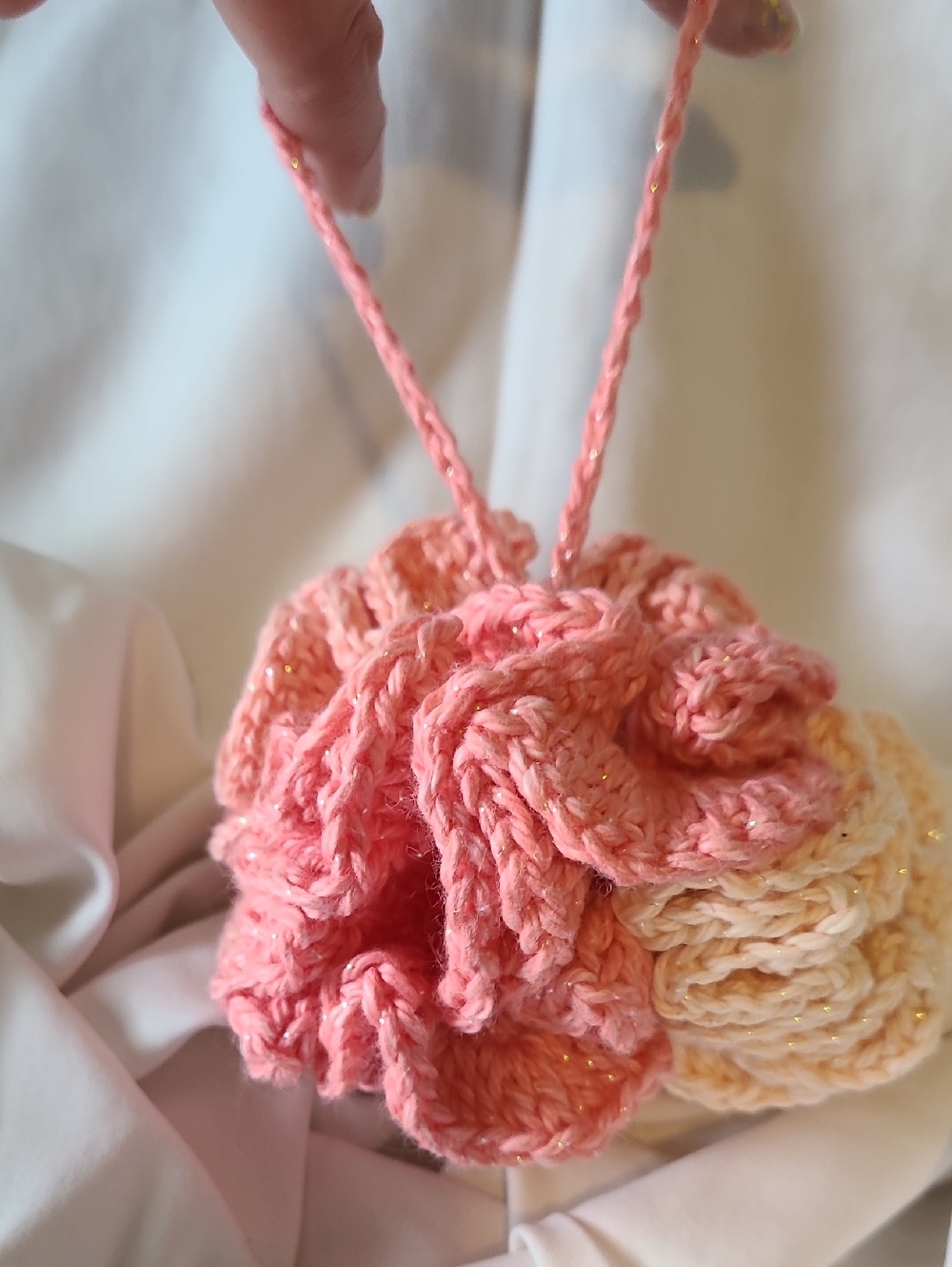 Handmade Crochet Exfoliating Shower Pouf By Grey Dove Creations NWOT
